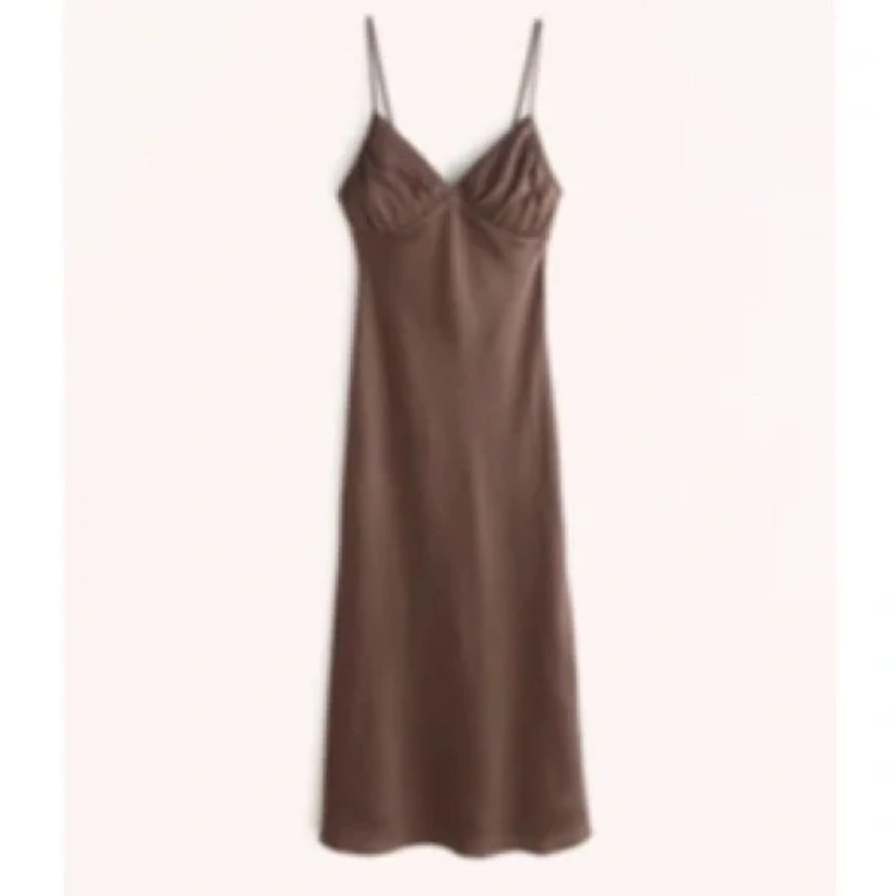 NWOT! Abercrombie & Fitch Brown Satin Dress XL
